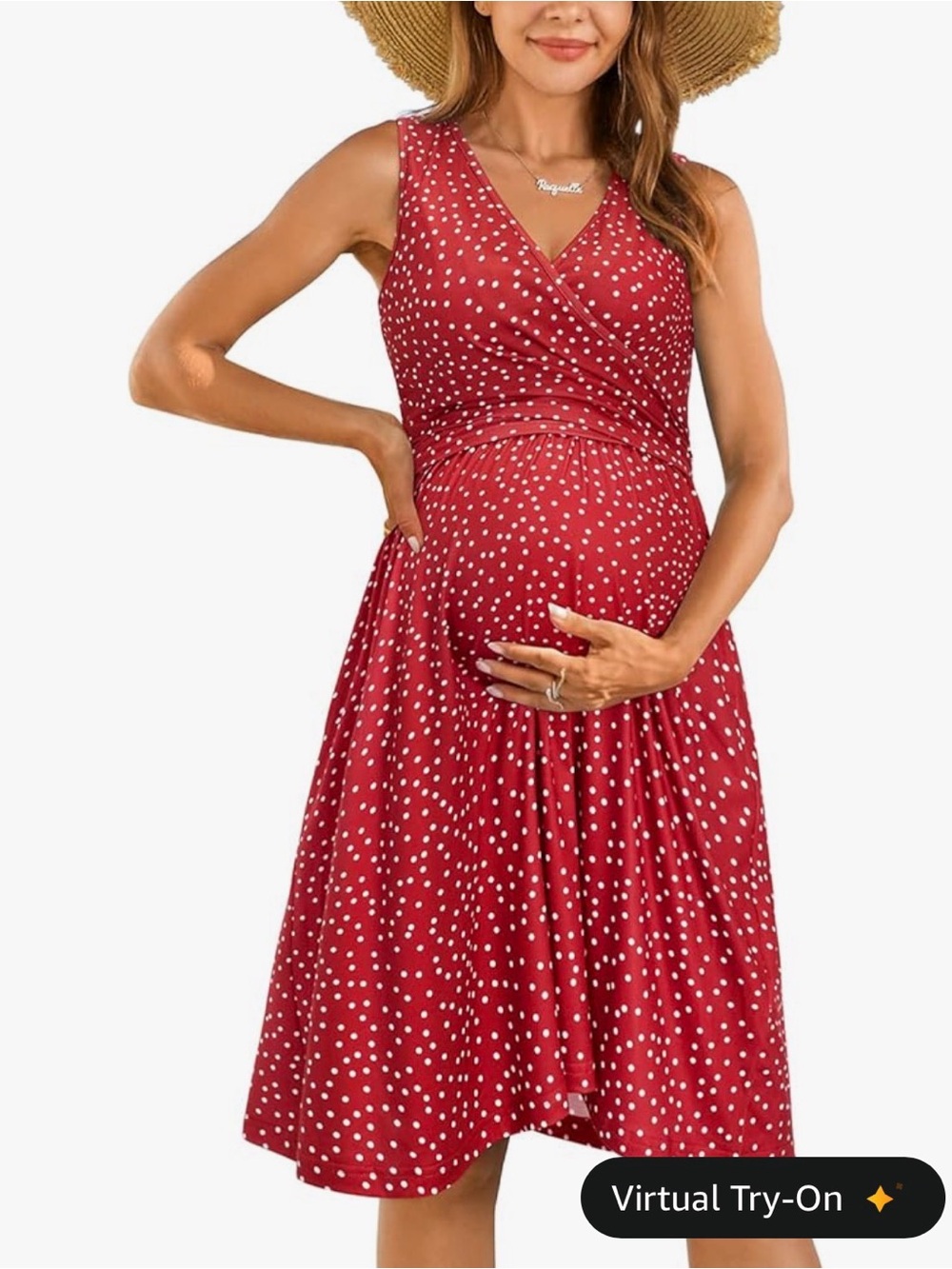 Ouges Maternity Red Polka Dot V Neck Midi Wrap Dress Size M Sold out online!